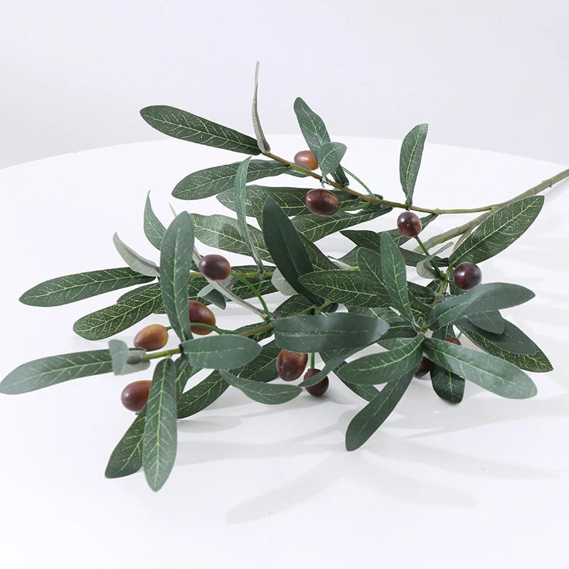 Artificial Plants Olive Green Leaves Tree Branches New Year Fruit Photo Props Home Room Wedding Outdoor Indoor Decora Gift Silk