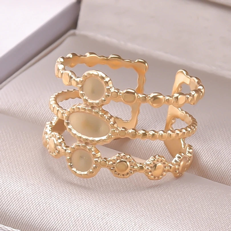 6pcs/lot Wholesale Various Chunky Rings Real Gold Plated Love Abstract DIY Shell Star Sun Bat Shaped Rings Women Jewelry Gifts