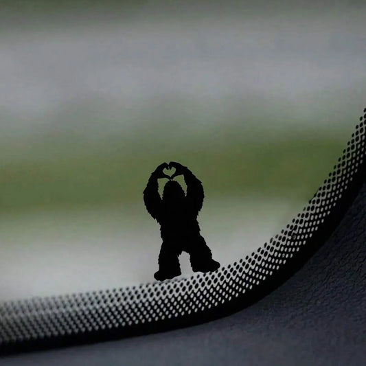 Tiny Bigfoot Heart Hands Vinyl Decal: Sasquatch Hidden Car Sticker, Rearview Mirror Stickers - Car Accessories
