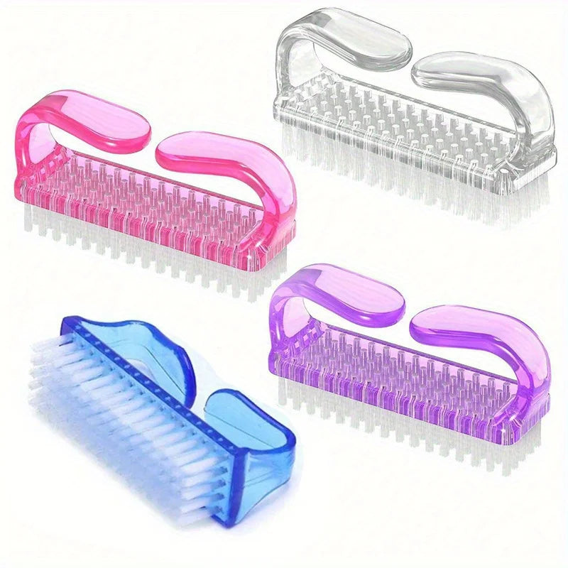 4pcs Nail Cleaning Brush, Plastic Dust Removal Brush, Nail Art Tools, Random Color, Portable, Multi-functional Cleaning Brush.