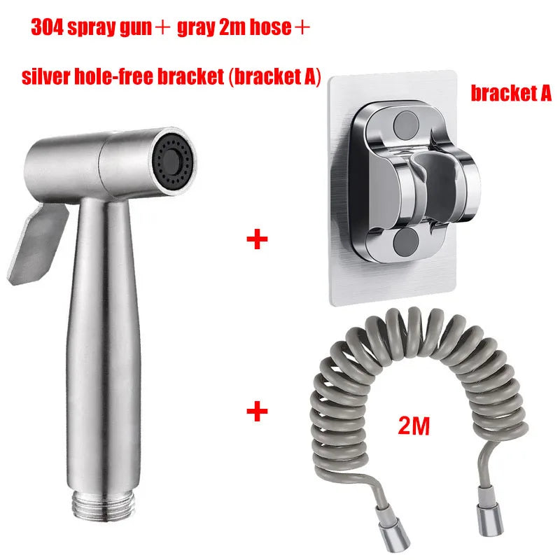 Personal Care Hand Held Spray Portable Bidet Toilet Sprayer Dual Control Angle Valve Stainless Steel Bathroom Accessories Bidets
