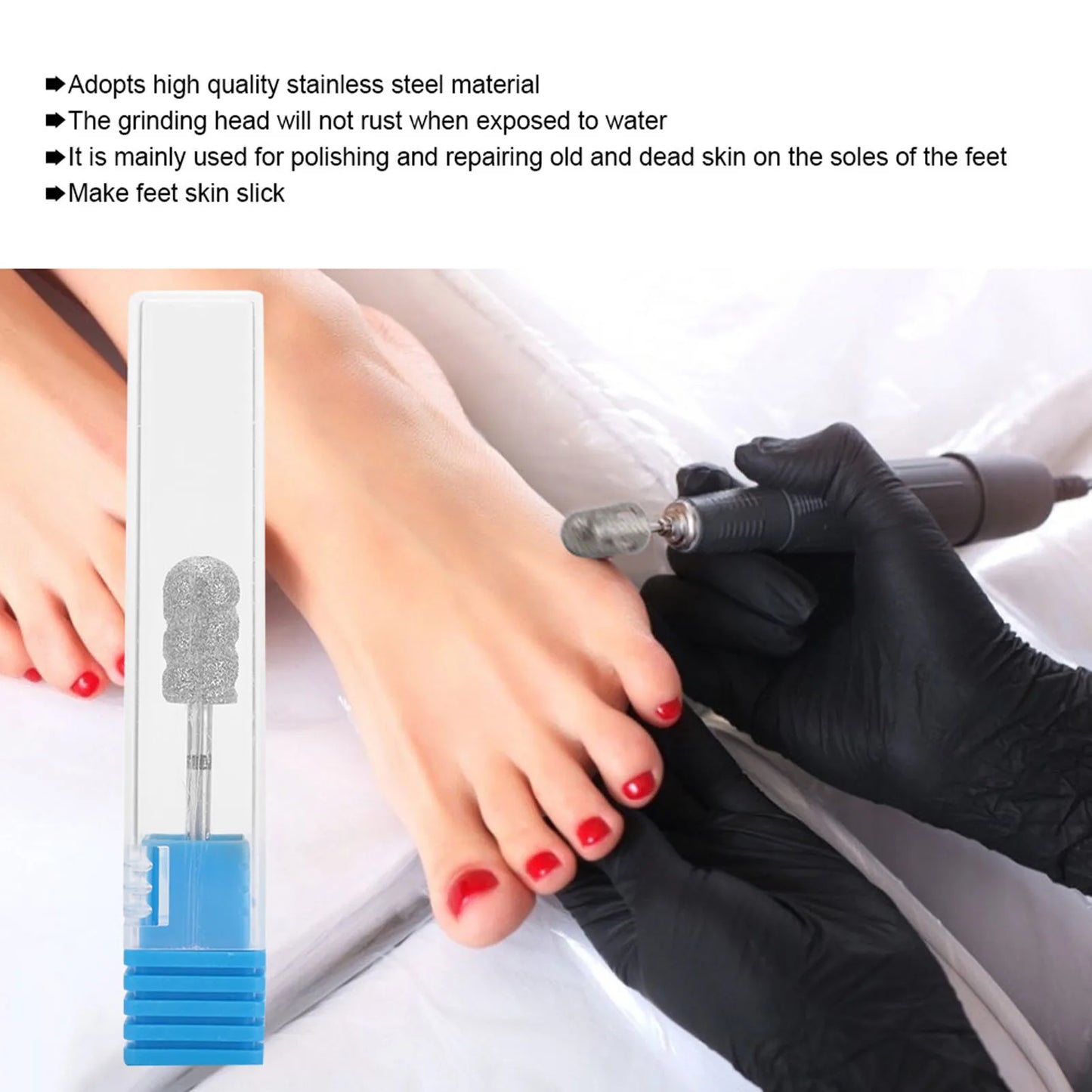 Foot Calluses Drill Bit Nail Sanding Head Stainless Steel Foot Nail Drill Bit Pedicure Foot Calluses Sanding Polishing Head (B1)