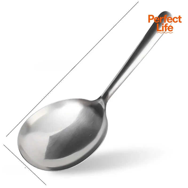 1Pc Stainless Steel Ladles For Serving Soup Rice Serving Spoon Drain Hole Heat Insulated Handle Kitchen Utensils For Daily Use