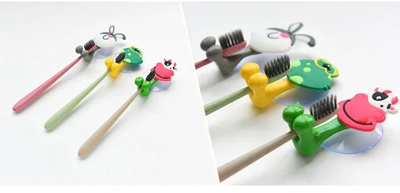 Cute Cartoon Animal Toothbrush Holder,Wall OuntedToothbrush Storage Rack,BathroomMultifunctional Wall Hook,Toothbrush Holder
