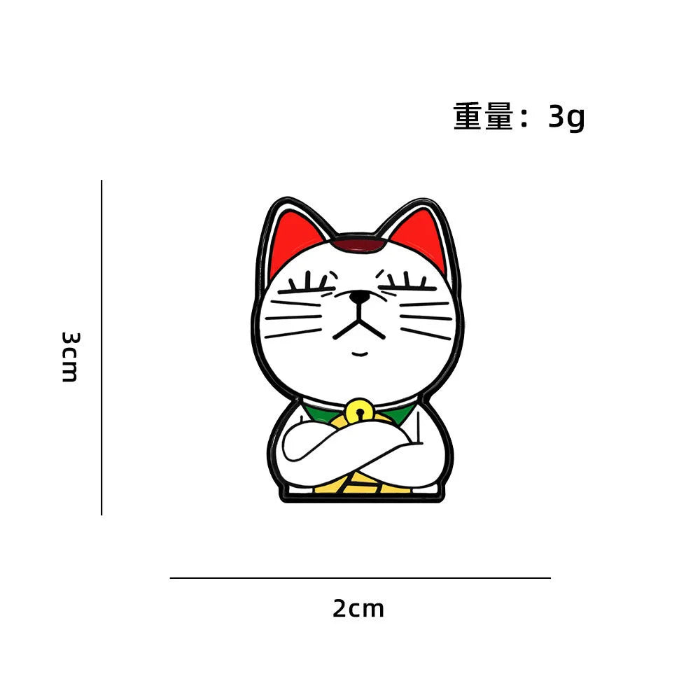 Cartoon white cat brooch, cat red wine, cute backpack, accessories, clothing decorations, zinc alloy badge