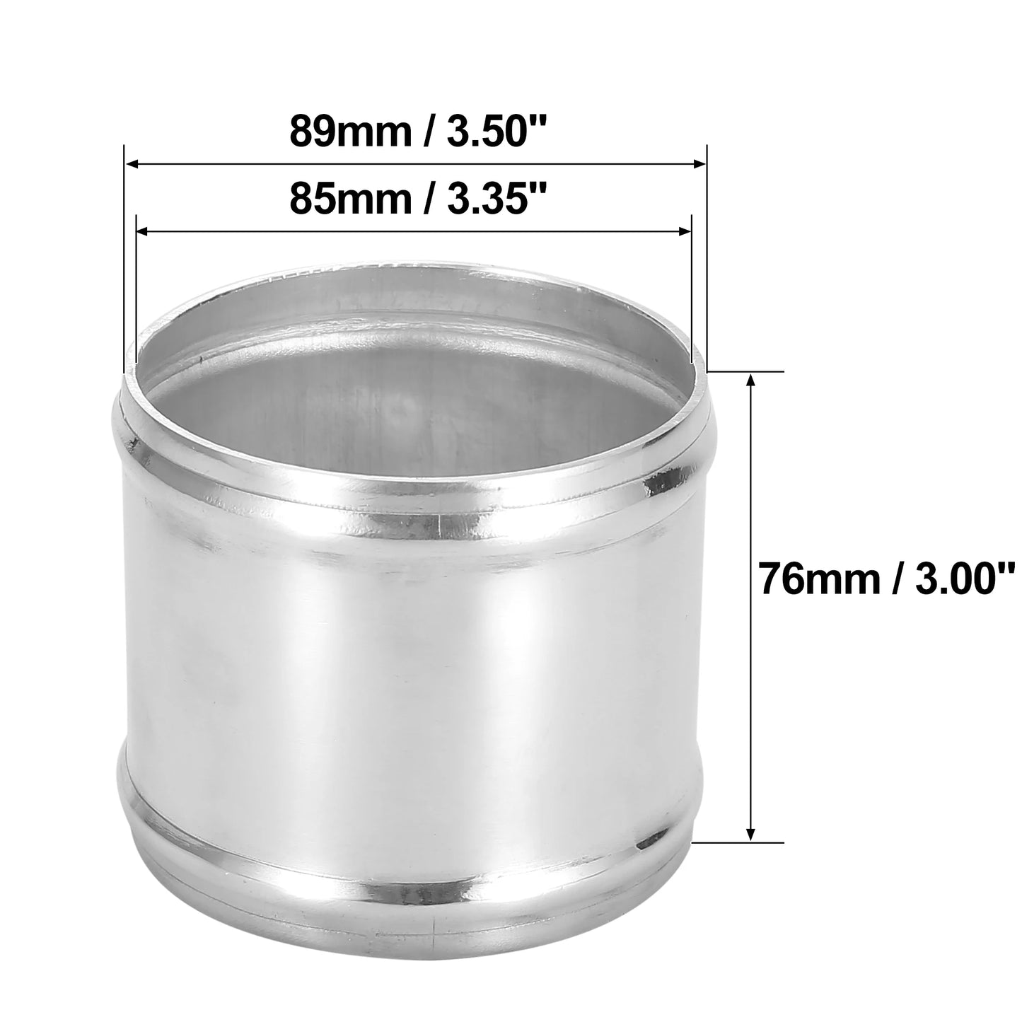 UXCELL 76mm Length Intercooler Pipe Aluminum Alloy Hose Joint Pipe Set with 2 Clamps OD 16mm-102mm 0 Degree Straight