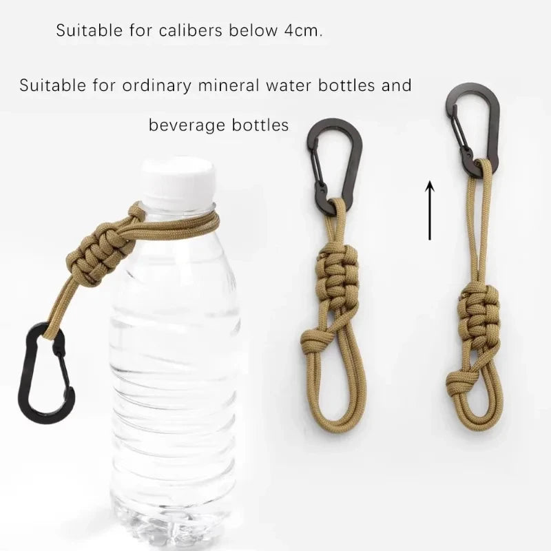 Multifunctional Outdoor Paracord Water Bottle Holder Lanyard, Portable Universal Water Bottle Strap for Backpack Hat Mineral Wat
