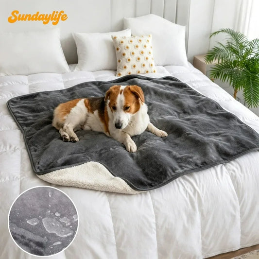Waterproof Pet Blankets for Beds Soft Sherpa Fleece Dog Cat Blanket Double Side Flannel Warm Sofa Throw Blanket Pet Sleeping Mat