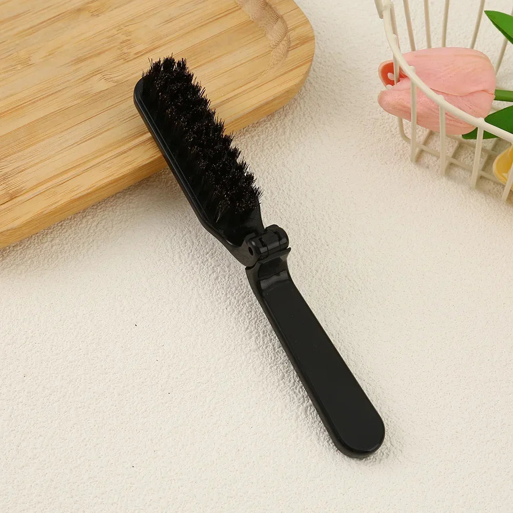 1PCS Soft Boar Bristle Beard Brush Hairdressing Hair Styling Comb For Beard Men's Shaving Brush Fold Beard And Mustache Brush