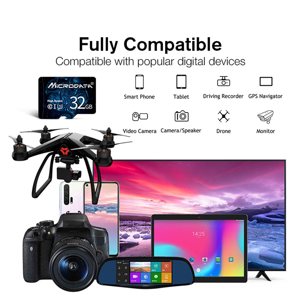 High Quality Memory Card Micro TF SD Card 128GB Class 10 TF Card 64GB 32GB 16GB 4GB 8GB External Pen Drive Flash Memory Disk