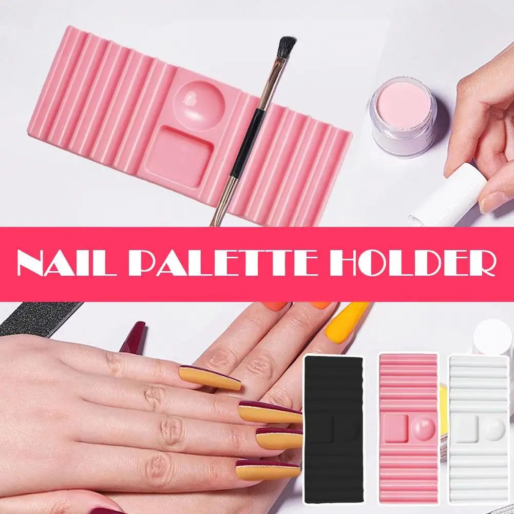 Nail Art Palette Multi Functional Brush Holder Polish Mixing Well Rhinestone Storage Organizer Easy Clean Salon Home Use