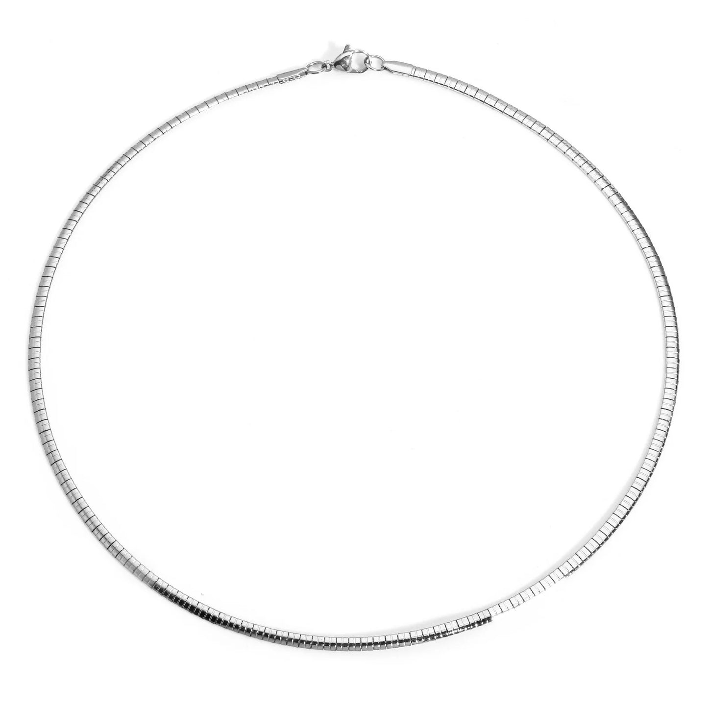 1 Piece 304 Stainless Steel  Chain Collar Neck Ring Necklace For Women Men Golden/Silvery Punk Jewelry 45cm(17 6/8") Long