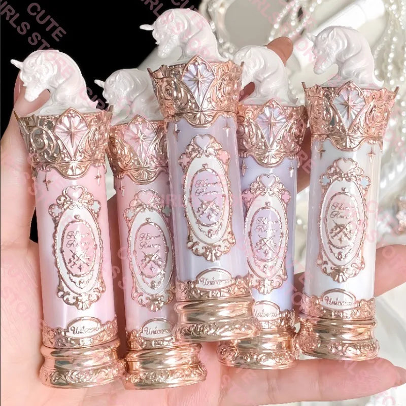 Flower Knows Knight Unicorn Glazed Lipstick: High Pigment Long-Lasting Non-Stick Lip Gloss for Makeup Enthusiasts
