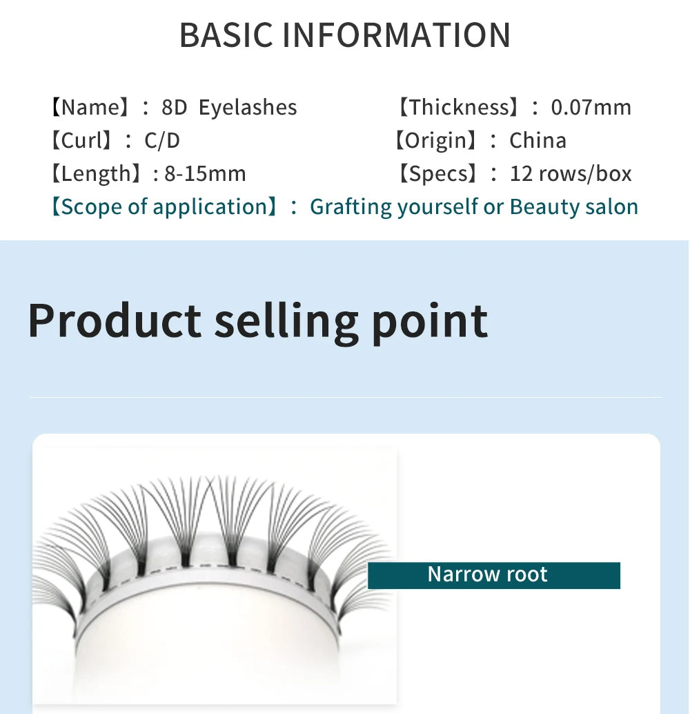 E-young 2d Premade Lashes Volume Fans Short Stem C/D Curl 0.1mm Natural False Eyelashes Extensions Premade Fans Wholesale Makeup