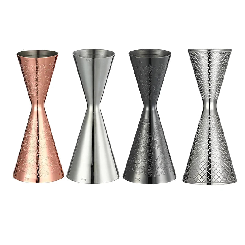 Integrated-Style Jigger Double Cocktail Jigger Bar Measure with Etched Pattern Bar Tools