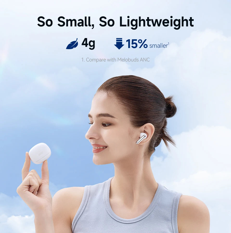 QCY MeloBuds N50 Wireless Earbuds Adaptive Hybrid ANC Bluetooth 5.4 Earphones 6Mics ENC 12mm Dynamic Driver Headphones 28H