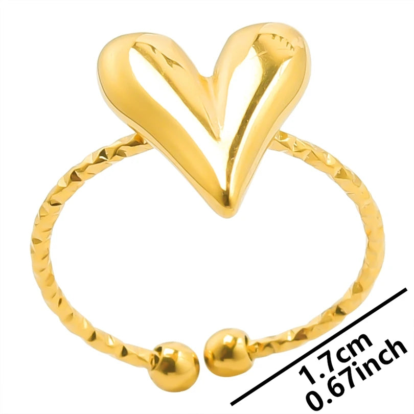 6pcs/lot Wholesale Various Chunky Rings Real Gold Plated Love Abstract DIY Shell Star Sun Bat Shaped Rings Women Jewelry Gifts