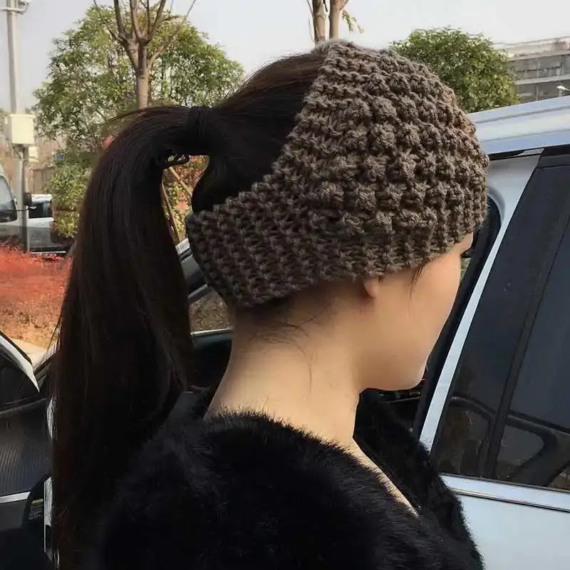 Autumn and Winter New Knitted Wool Headgear Women's Warm Ear Protectors Wool Cap Wide Headband Headband Hair Accessories
