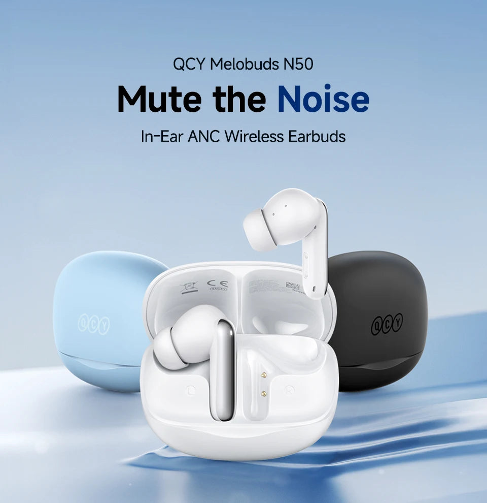 QCY MeloBuds N50 Wireless Earbuds Adaptive Hybrid ANC Bluetooth 5.4 Earphones 6Mics ENC 12mm Dynamic Driver Headphones 28H