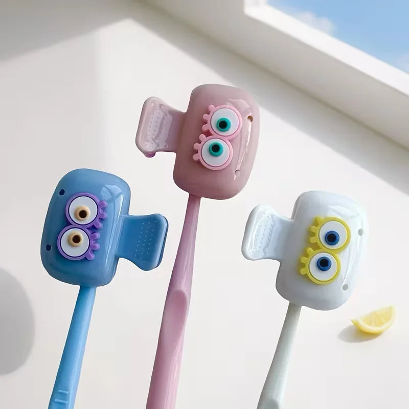 3 Pieces of Cute Eye-Shaped Toothbrush Holders - Dopamine Color Travel Set, Dust-Proof Toothbrush Cover