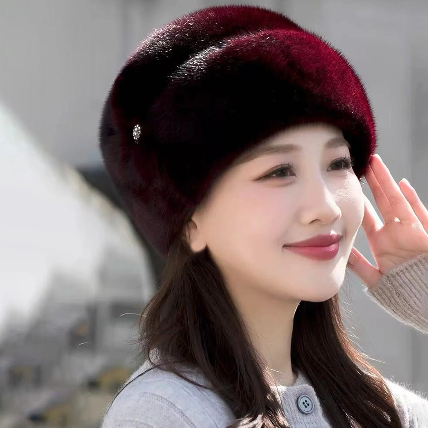 Winter Hat for Women Elastic Beanie Warm Thermal Cap for Middle Aged and Elderly Outdoor Activities Warmer