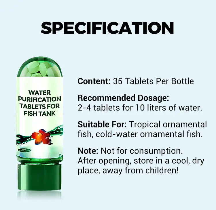 Eco-Friendly Aquarium Water Purification Tablets Water Purifier Fast-Acting Fish Tank Cleaning Solution Aquarium Water Clarifier