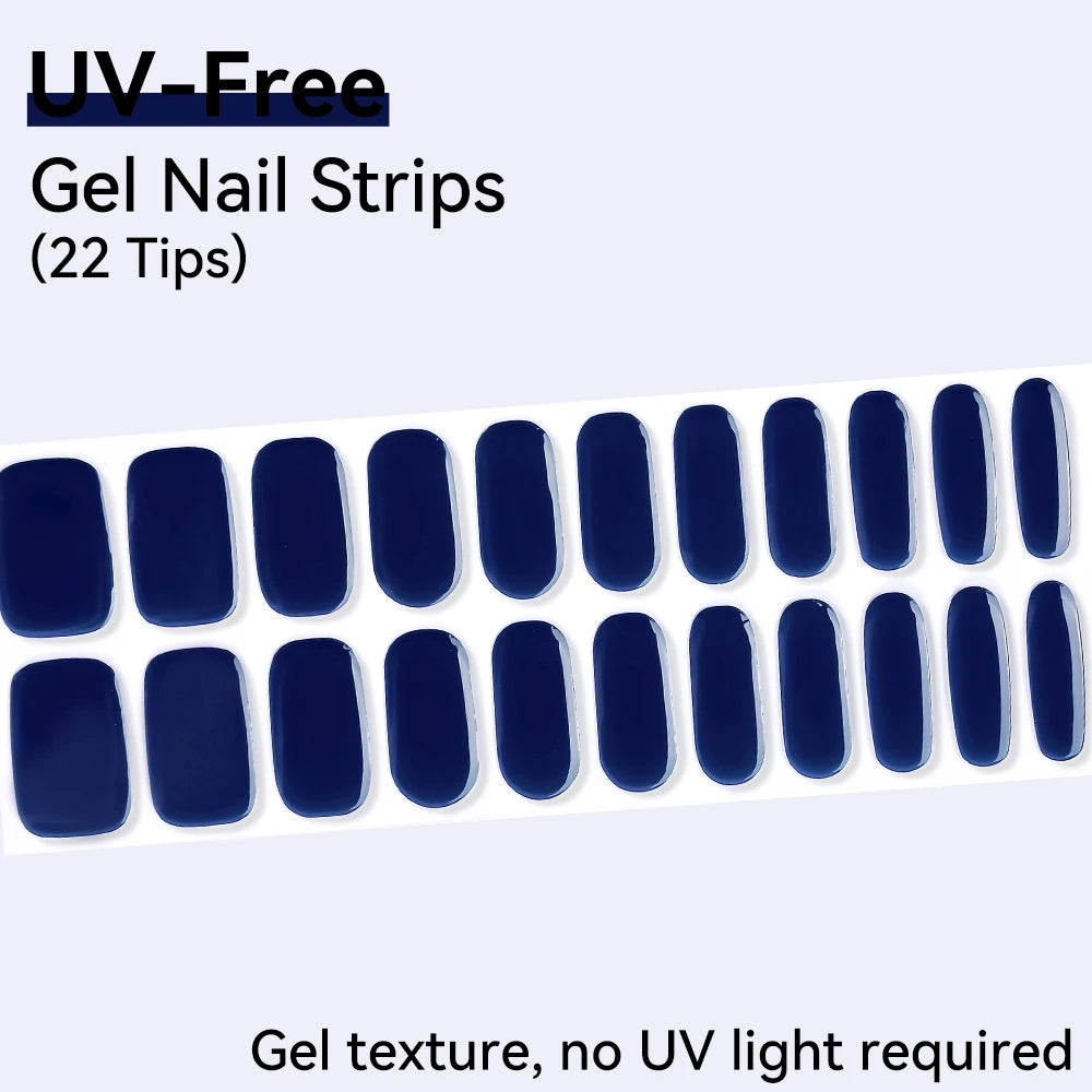 UV FREE Fully Cured Gel Nail Strips 16/22 Tips Self Adhesive Gel Nail Stickers DIY Nail Art Manicure DON'T NEED UV LAMP