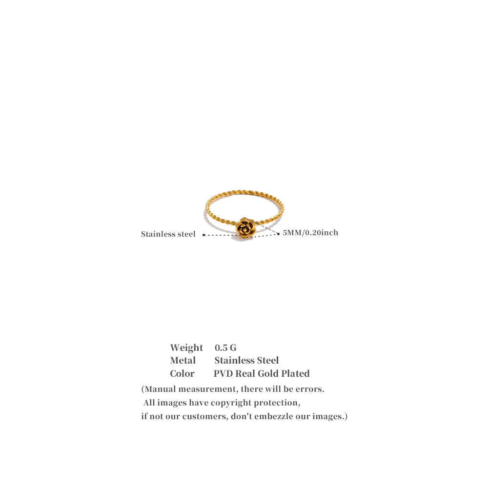 Yhpup 678# Popular Stainless Steel Metal Cast Small Flower Ring Waterproof Fashion Finger Jewelry 18K PVD Plated Wholesale