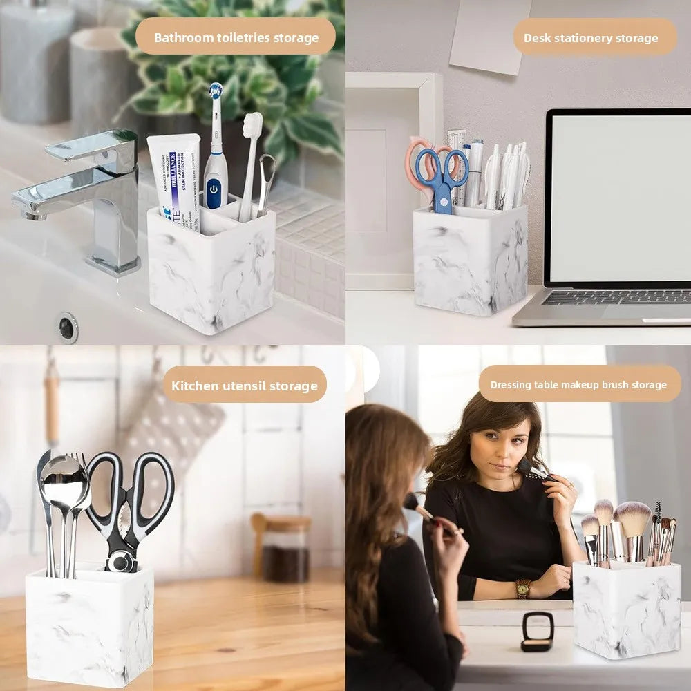 Multifunctional Desktop Storage Toothbrush Storage Box Toiletries Storage Tray Silicone Bathroom Toothbrush Holder Makeup Brush