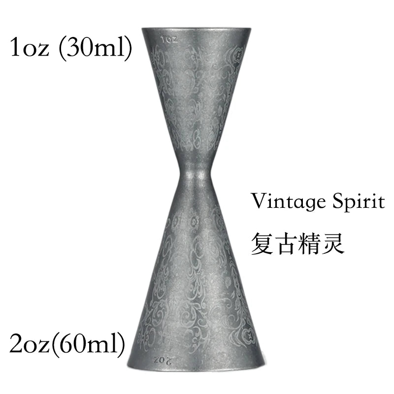 Integrated-Style Jigger Double Cocktail Jigger Bar Measure with Etched Pattern Bar Tools