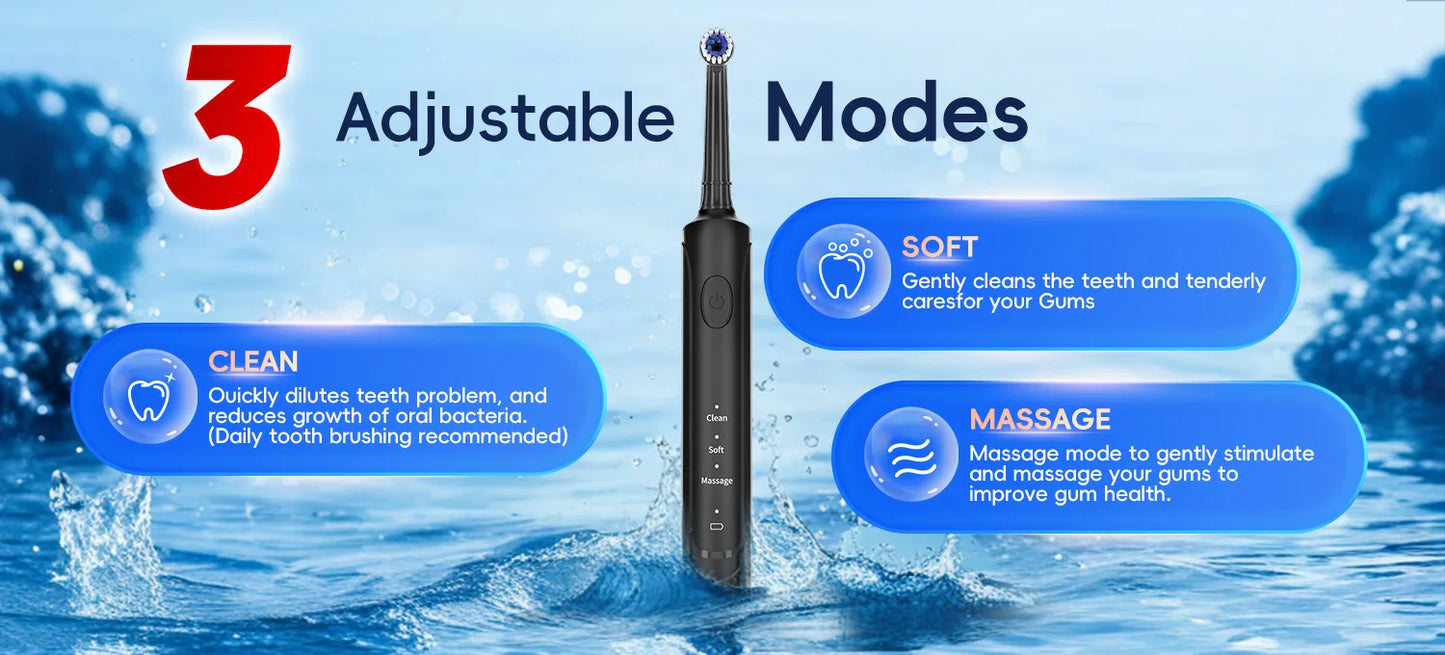 Electric Toothbrush for Adults Rechargeable T37 Sonic Toothbrush with 3 Modes IPX7 Waterproof 40,000 VPM Motor With 4 Brush Head