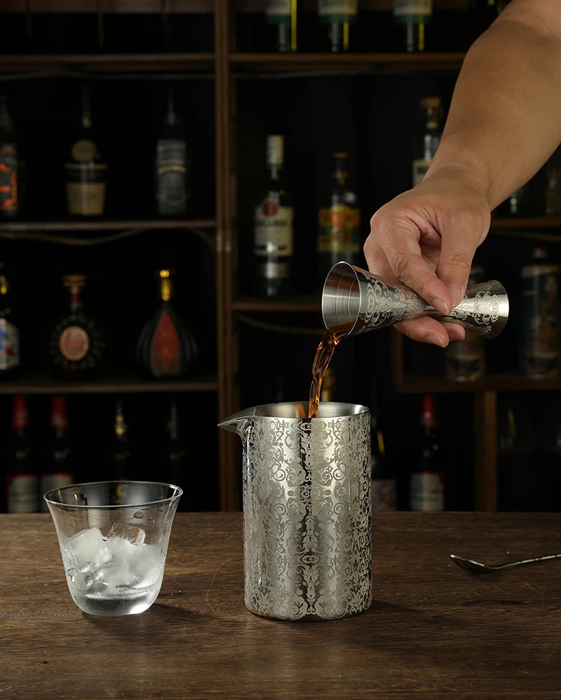 Integrated-Style Jigger Double Cocktail Jigger Bar Measure with Etched Pattern Bar Tools