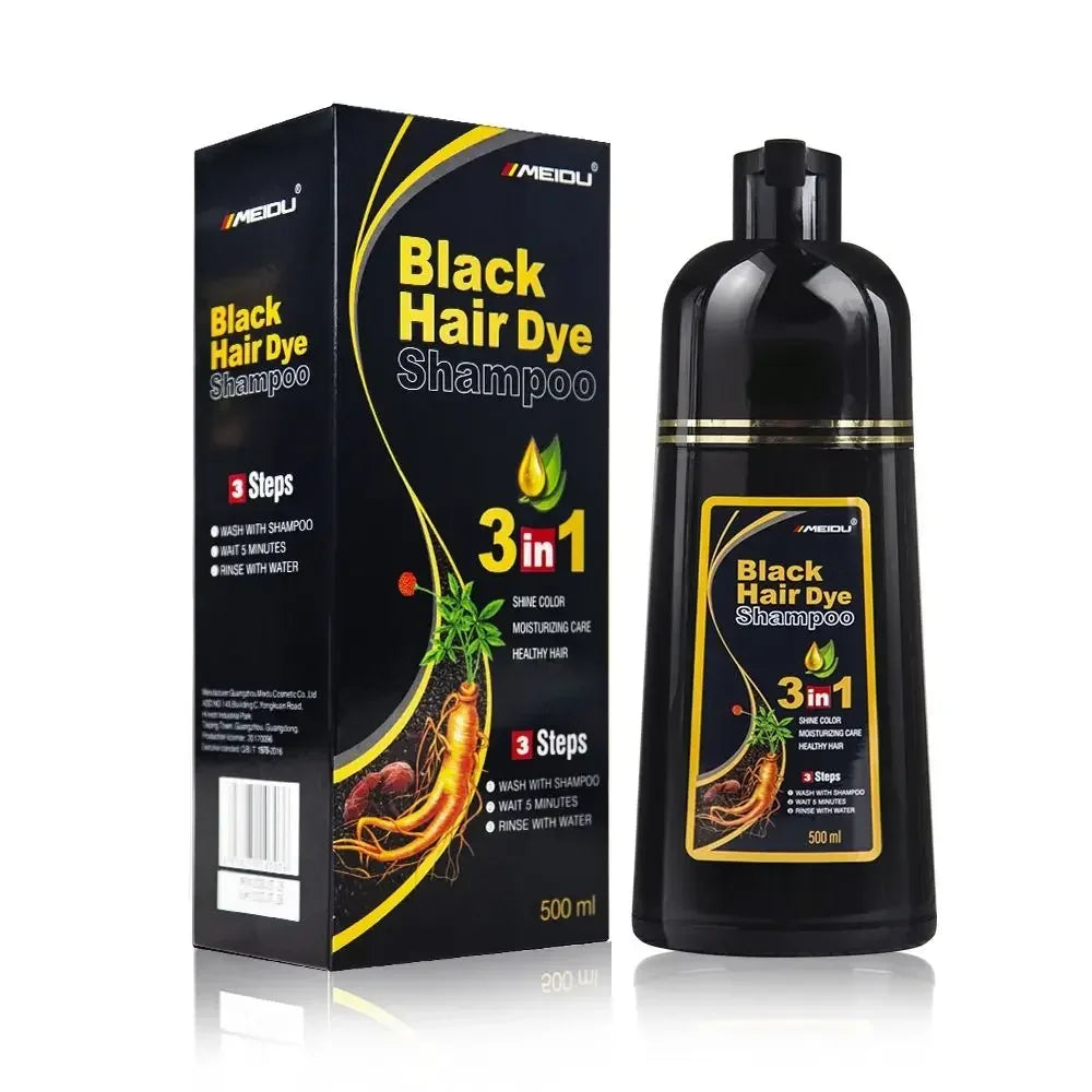 3 In 1 Instant Coloring Shampoo 500ml Natural Black Color for Men Women Hair Dye Herbal Brown Purple Hair Dye Shampoo