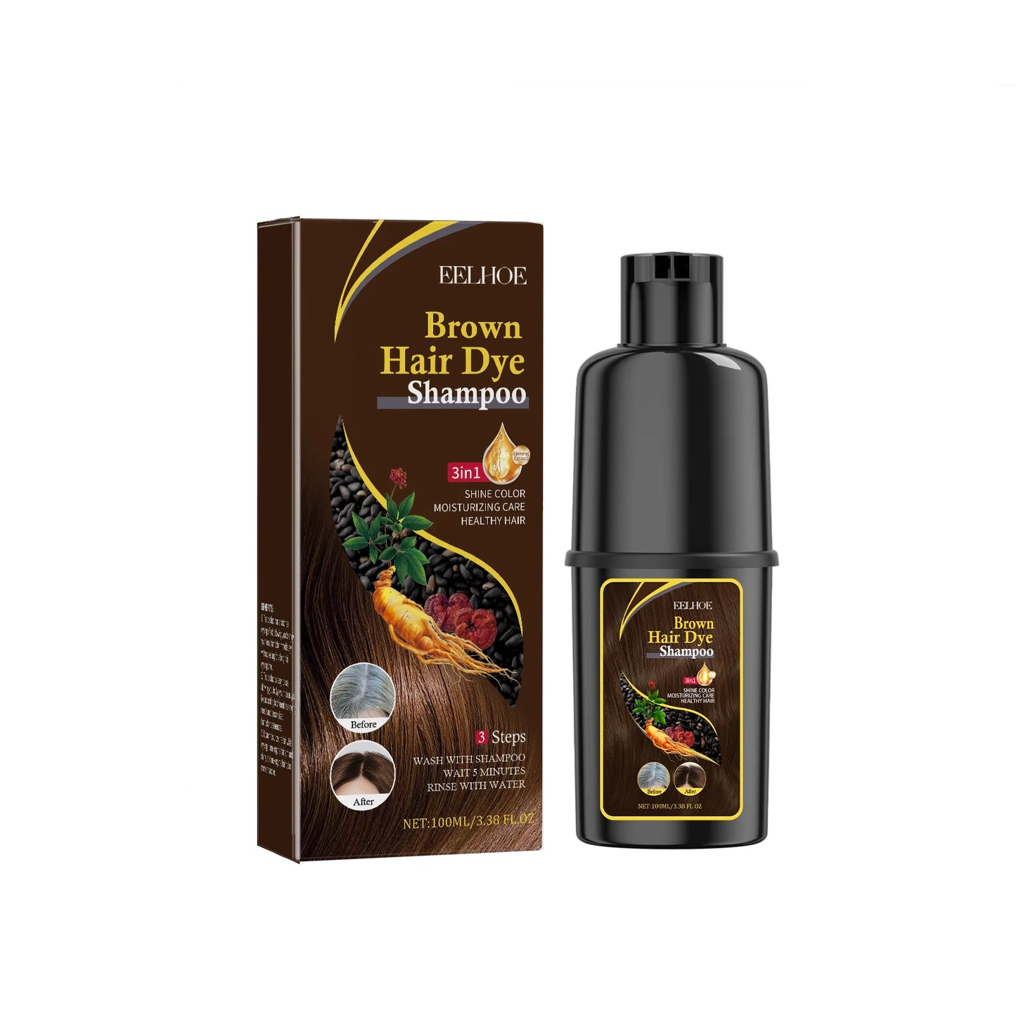 5Colors Hair Dyeing Shampoo 3in1 Rapid Hair Dyeing Repair Dry Cleaning Nourishing Hair Roots Restoration Coloring Black Shampoo