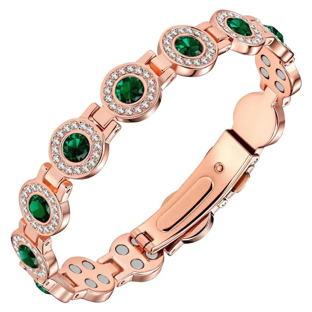 Women'S Rose Flower Strong Magnetic Bracelet, High Gauss Adjustable Length, Valentine'S Day/Birthday Jewelry Gift