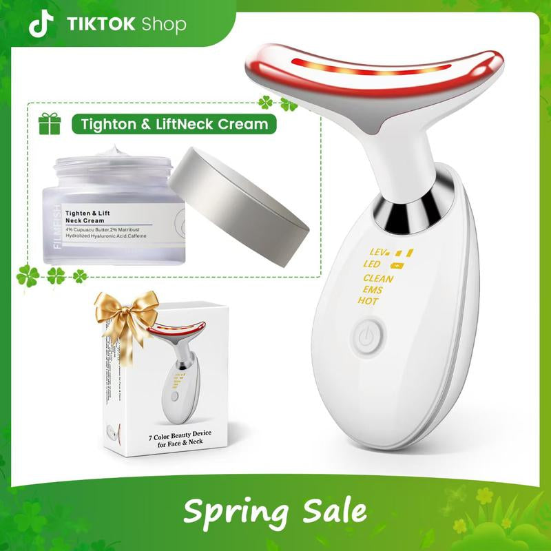 7-In-1 Neck Face Massager, 7 Color Led Face Neck Massage for Skin Care at Home, Portable Facial Massager,Face Sculpting Tool,Multifunctional Vibration