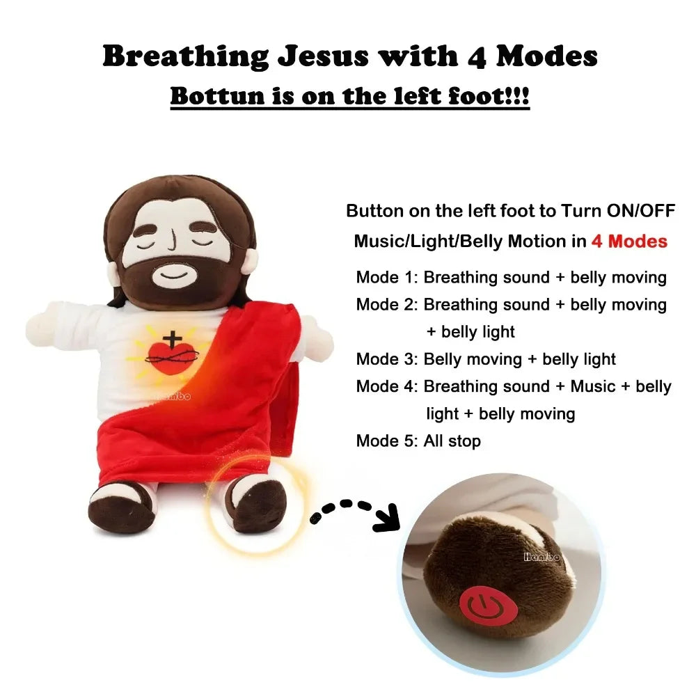2026 New Jesuit Breathing, Glowing, Soothing Newborn Sleep Plush Toy, Cute Plush Doll