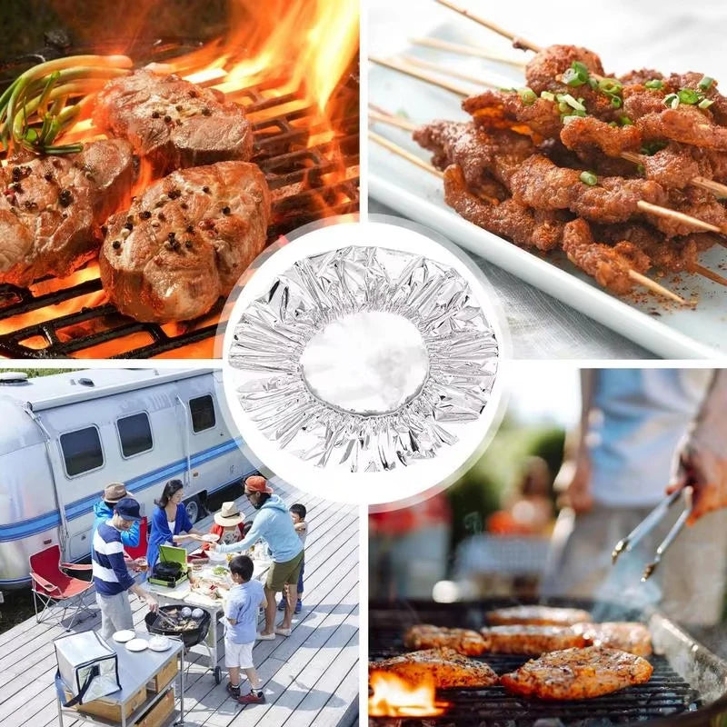 10-60Pcs Reusable Aluminum Foil Bowl Cover Heat Insulation and Heat Preservation Food Grade Oven Takeaway Picnic