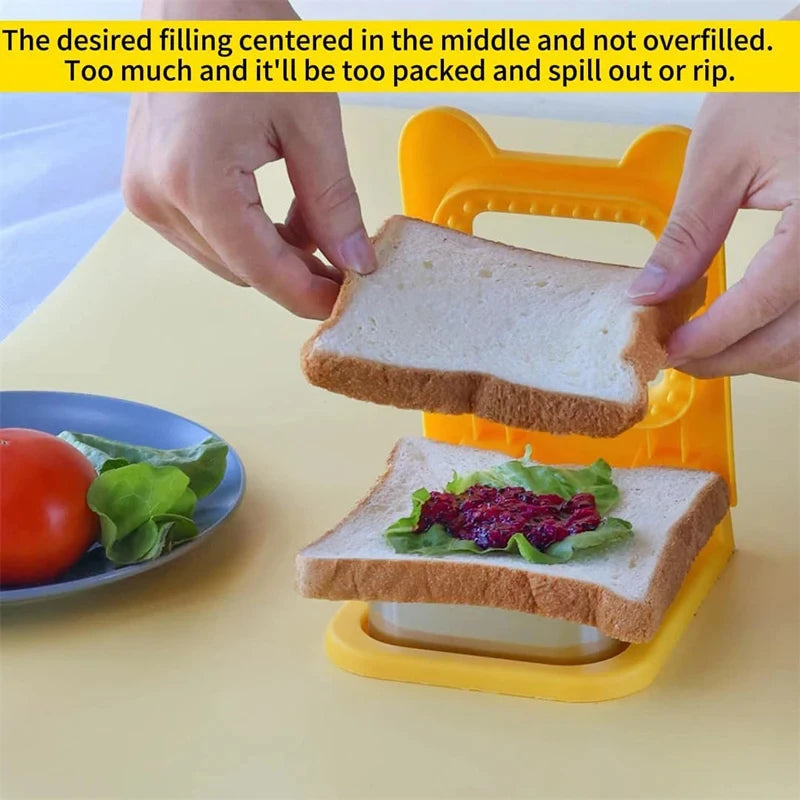 Sandwich Cutter and Sealer Flip Sandwich Cutting Tool for Kids Lunch Stainless Steel Blade Circular Sandwich Bread Toast Mold
