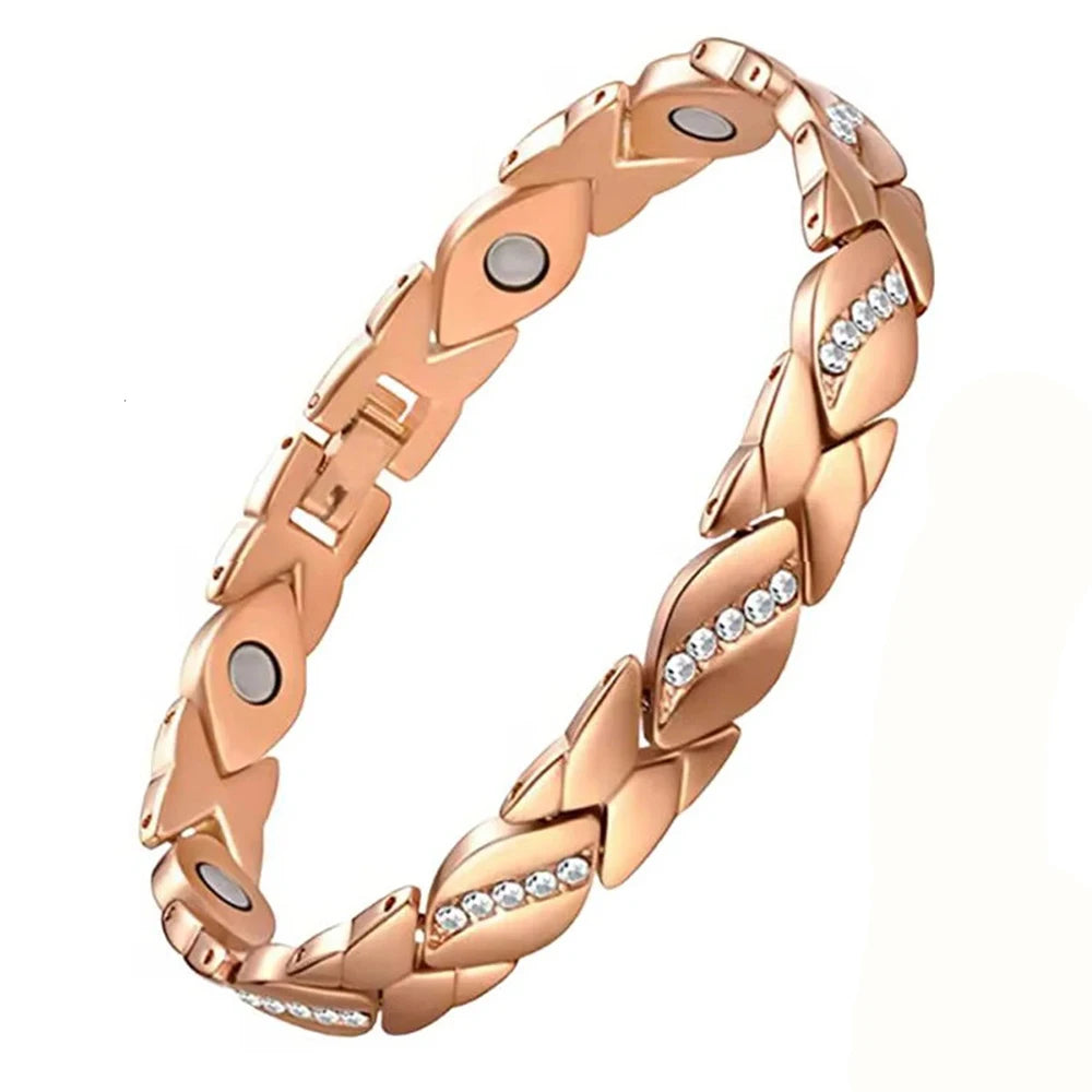 Women'S Rose Flower Strong Magnetic Bracelet, High Gauss Adjustable Length, Valentine'S Day/Birthday Jewelry Gift