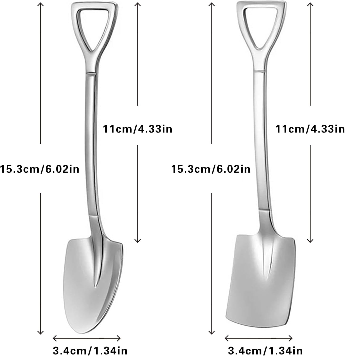 4 Pcs 6" Small Dessert Spoons, Stainless Steel Shovel Shape Coffee Ice Cream Spoons, Creative Tableware Tea Sugar Stirring Spoon for Party Festival Gift