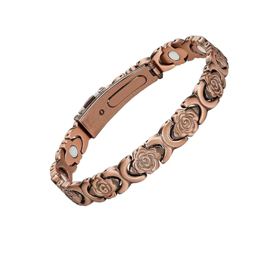 Women'S Rose Flower Strong Magnetic Bracelet, High Gauss Adjustable Length, Valentine'S Day/Birthday Jewelry Gift